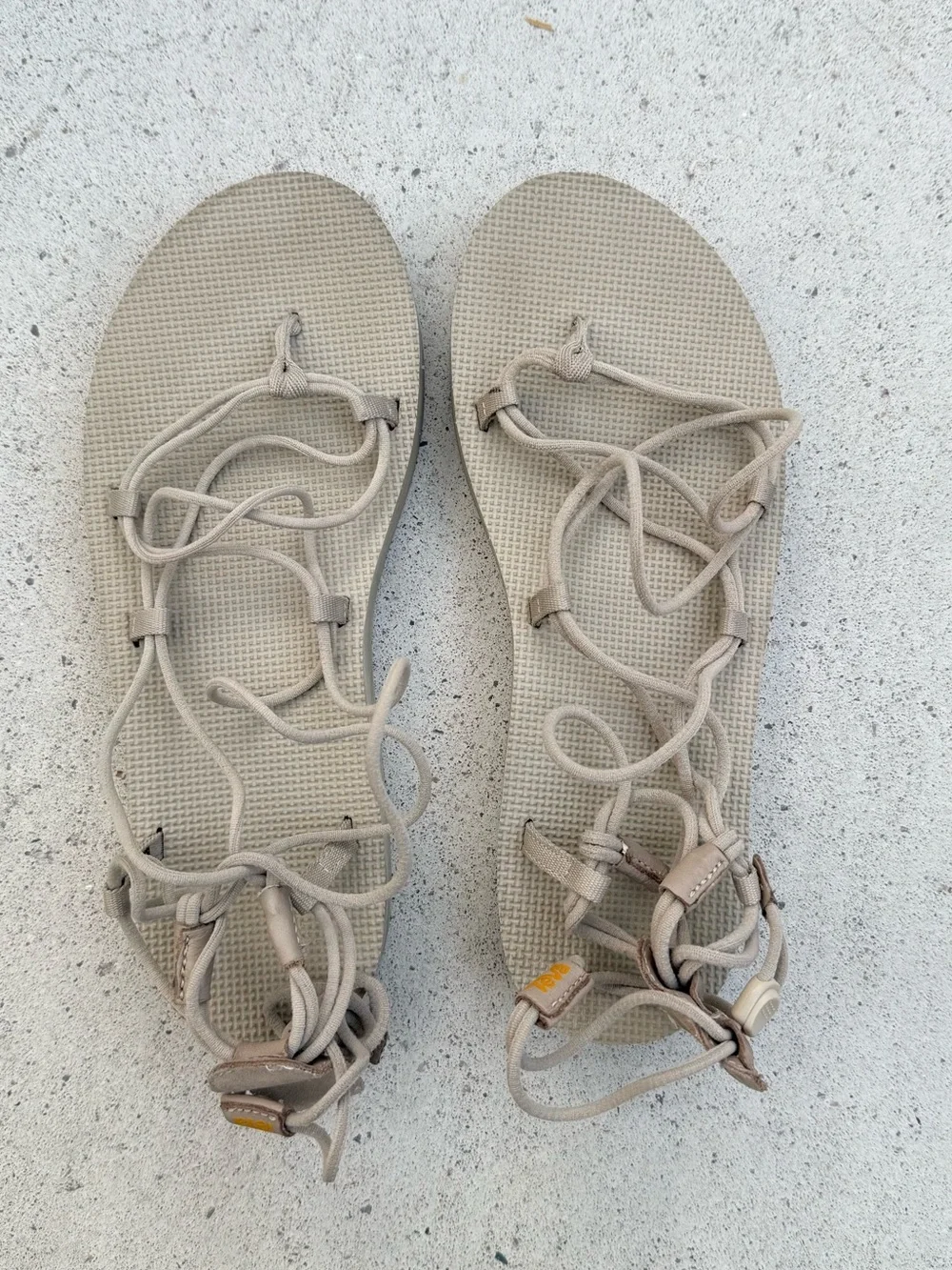 Teva Neutral Beige Lace-Up Platform Sandals for Women
